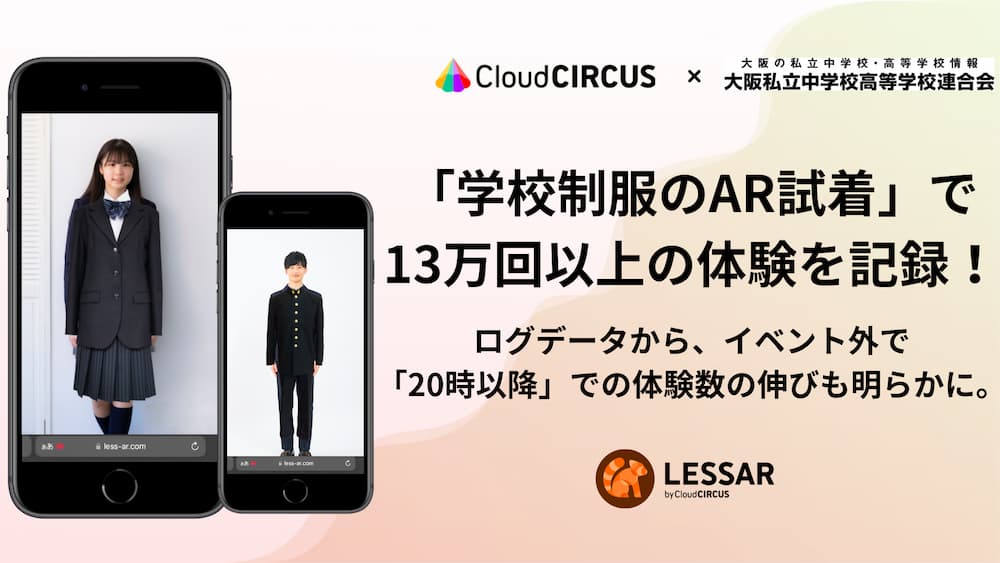 学校制服のAR試着”で、13万回以上の体験を記録！ログデータから、イベント外で「20時以降」での体験数の伸びが明らかに。